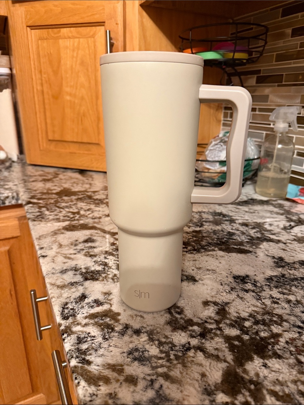 SM Cream Insulated Travel Mug with Handle- 40oz